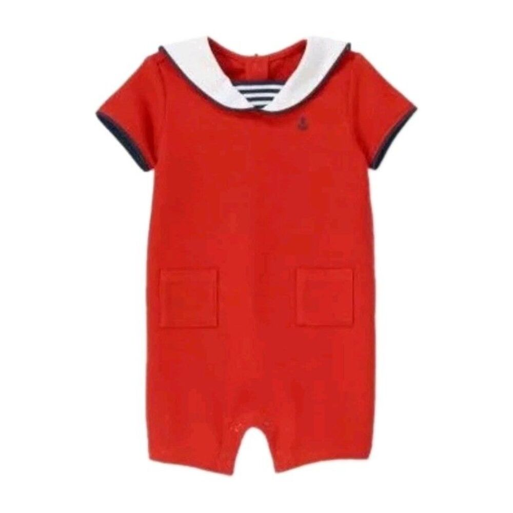 Janie and Jack Red Sailor Baby Infant Romper 12-18 months
